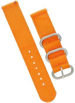 Pasek NATO 018 w pomarańczowym kolorze. Dostępny w szerokości 18 mm i 20 mm, długość 80125 mm, sprzączka stalowa w srebrnym kolorze. Idealny do zegarków sportowych i casualowych.1.jpg